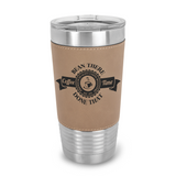 20 oz. Leatherette Tumbler - Light Brown (Black Engraving)